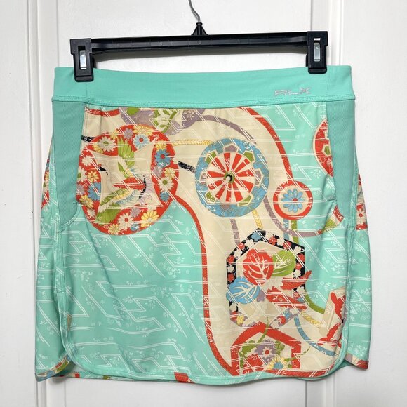 RLX Ralph Lauren Golf Skort Tulip Hem in Mint Green Multi Size M - Picture 3 of 11